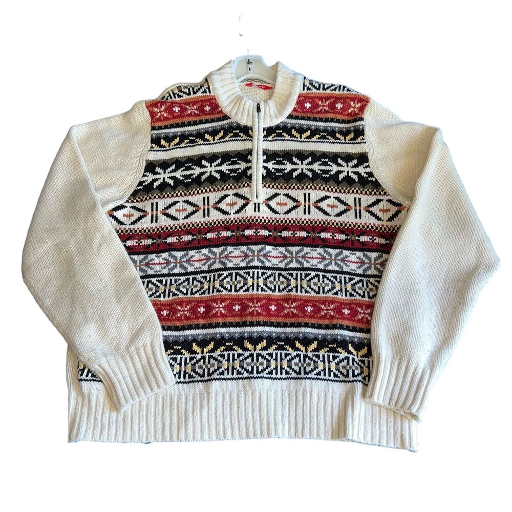 Izod Nordic 1/4 zip sweater men’s size XXL chunky grandpa over sized vintage